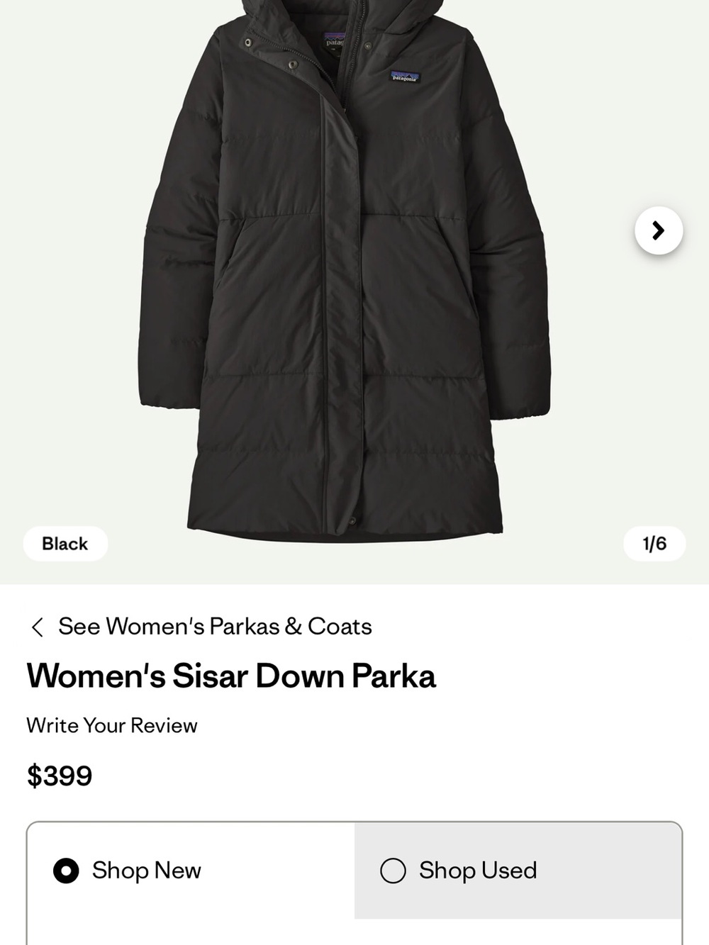 Patagonia Women's Sisar Down Parka - Black